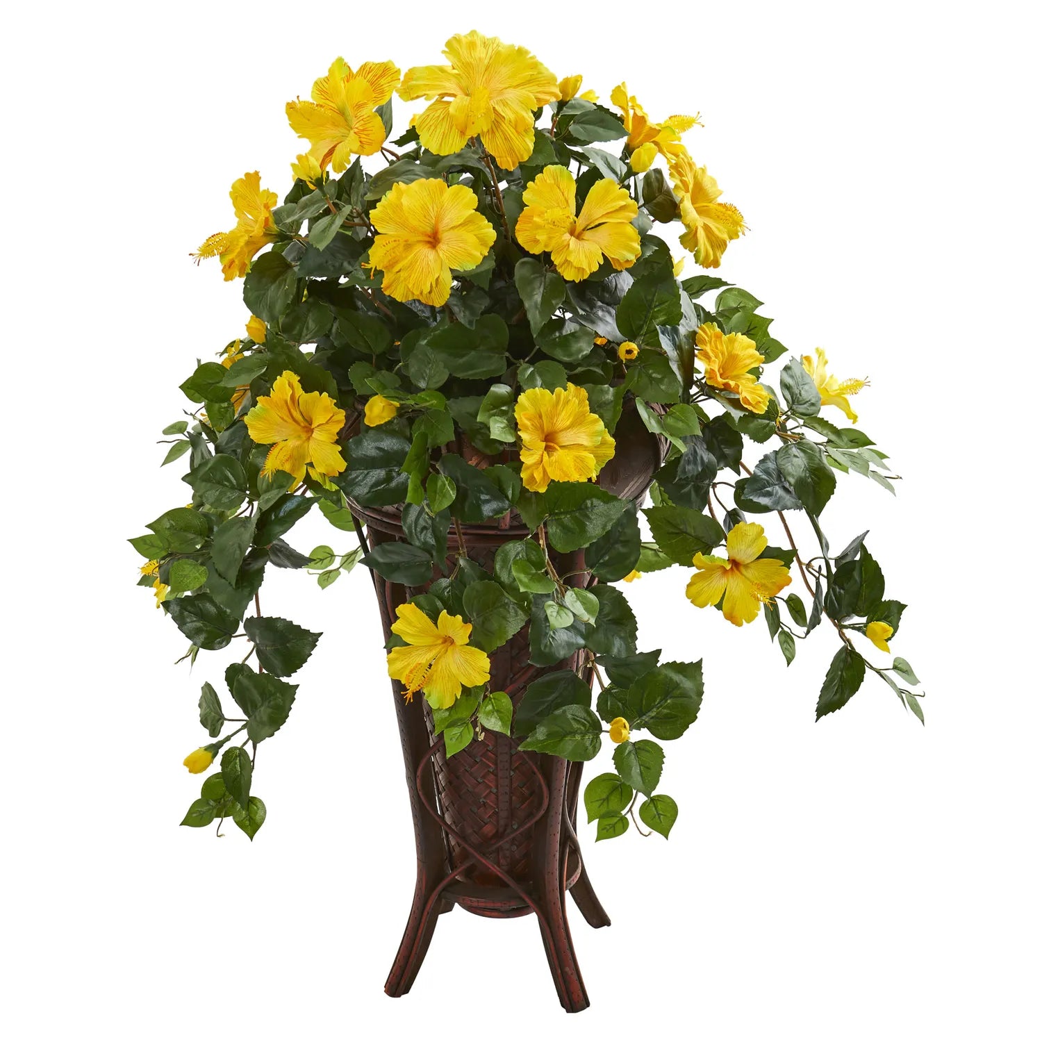 34" Hibiscus Artificial Plant in Stand Planter