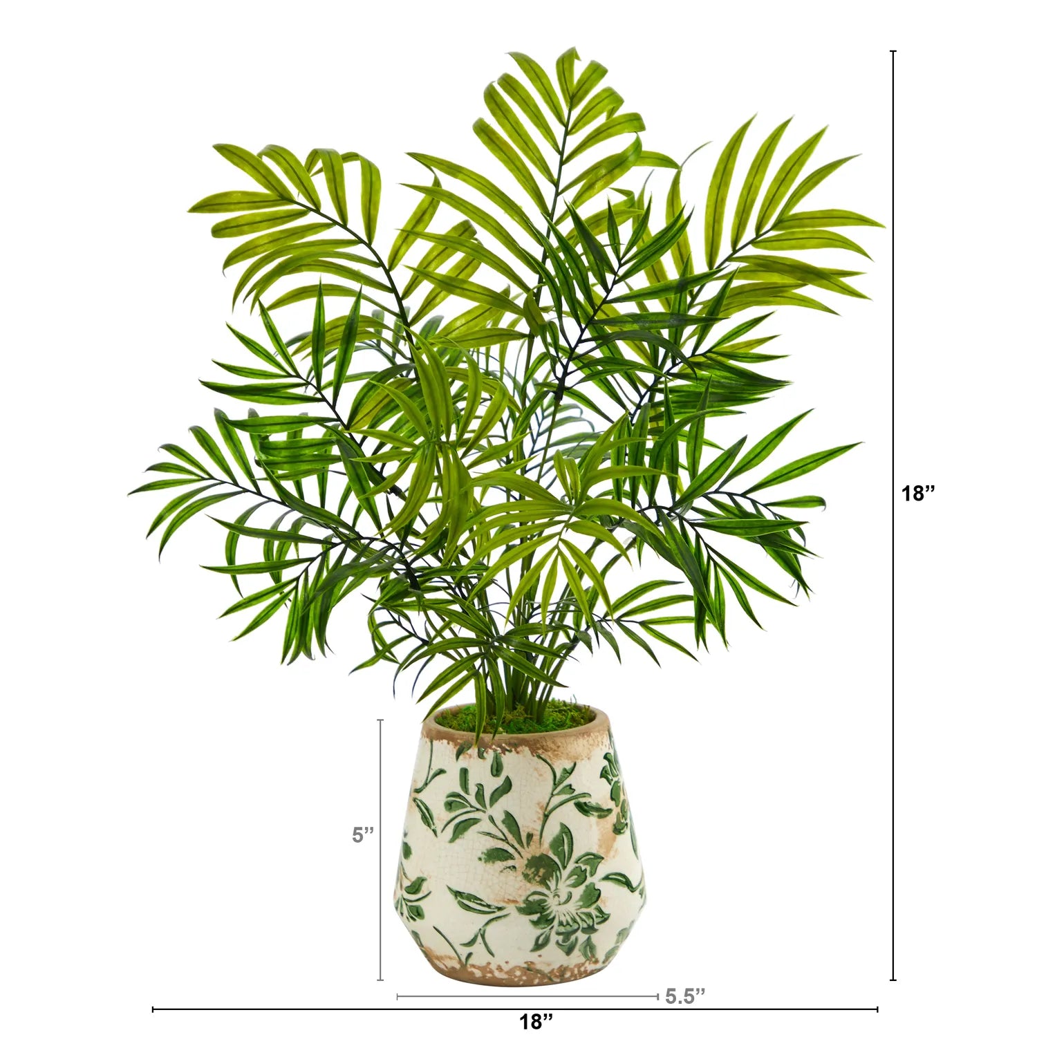 18" Mini Areca Palm Artificial Plant in Floral Vase