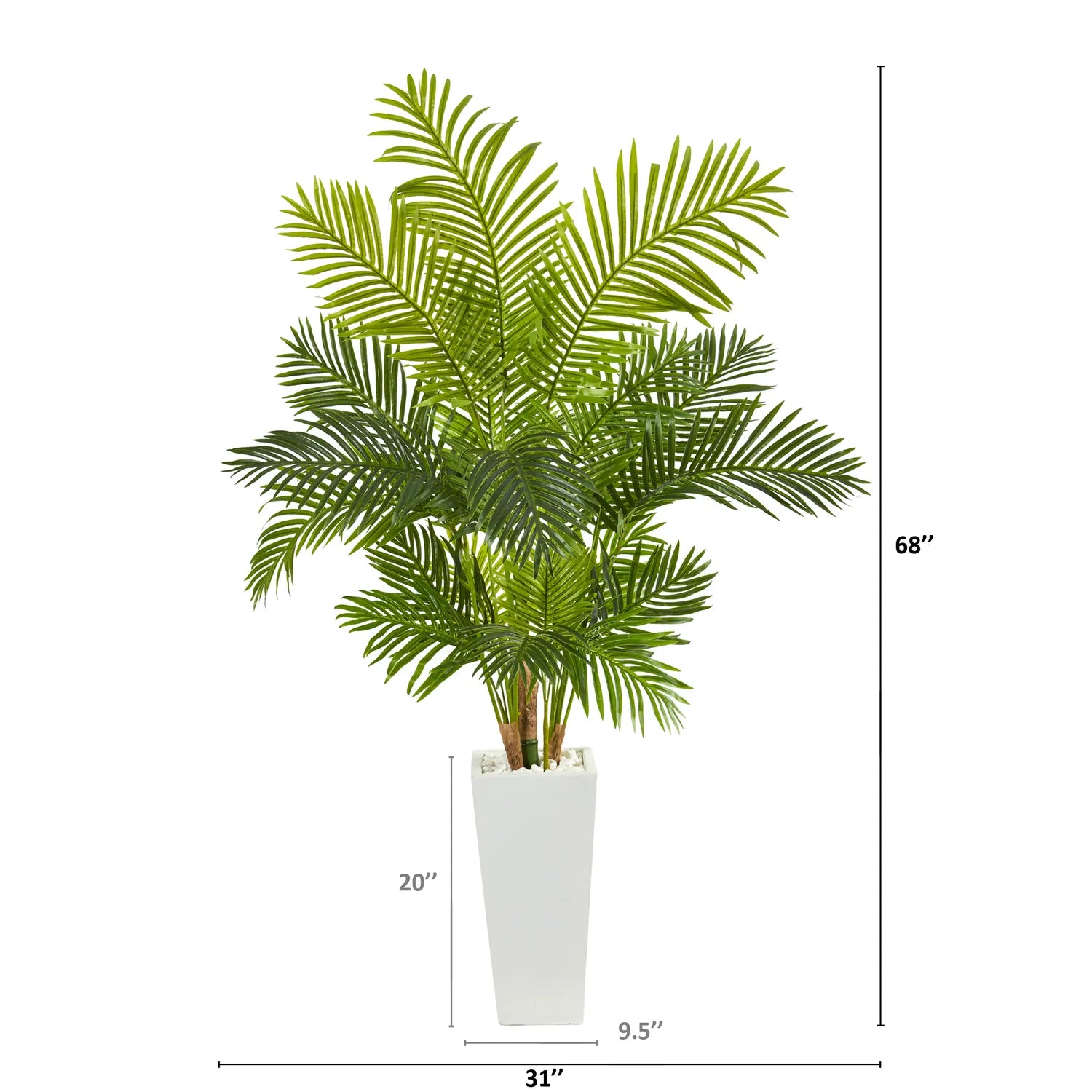 68" Hawaii Palm Artificial Tree in Tall White Planter